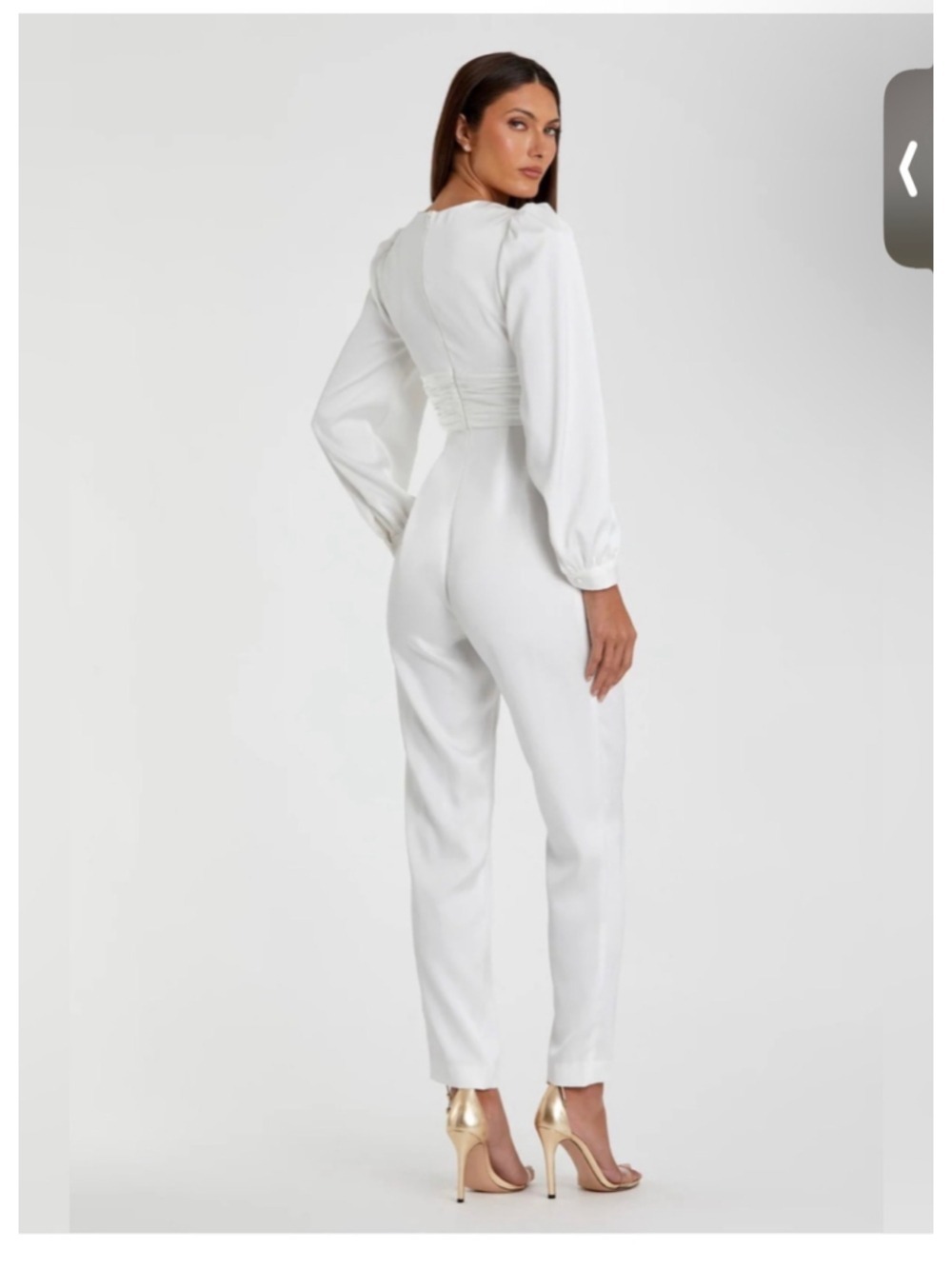 Mac Duggal White Satin Jumpsuit Sz 0 - Picture 3 of 9